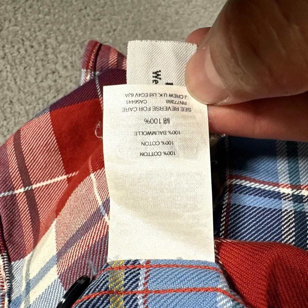 J Crew Shirt Mens Medium Red Plaid Blanket Button Up Casual Preppy Workwear Logo